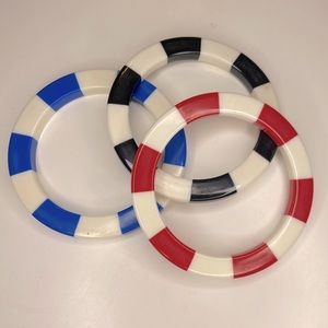 Set of three striped Lucite bangle bracelets